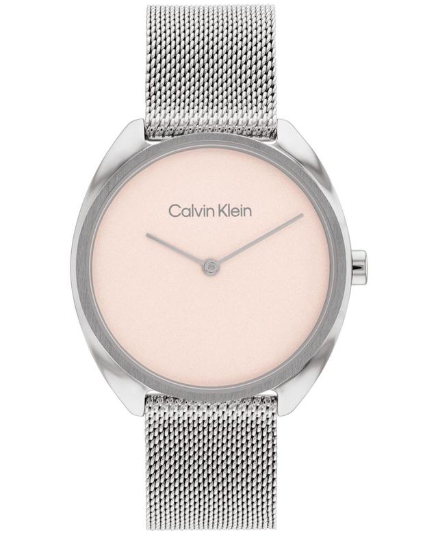 Calvin Klein Womens Silver-Tone Stainless Steel Mesh Bracelet Watch 34mm Product Image