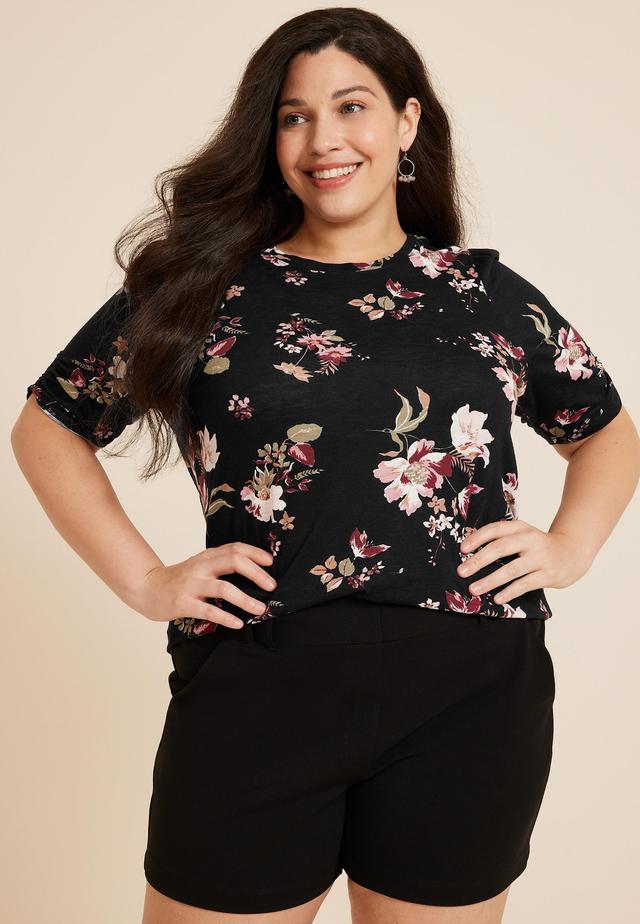 Maurices 4X Plus Size Womens Parktown Floral Puff Sleeve Top Product Image