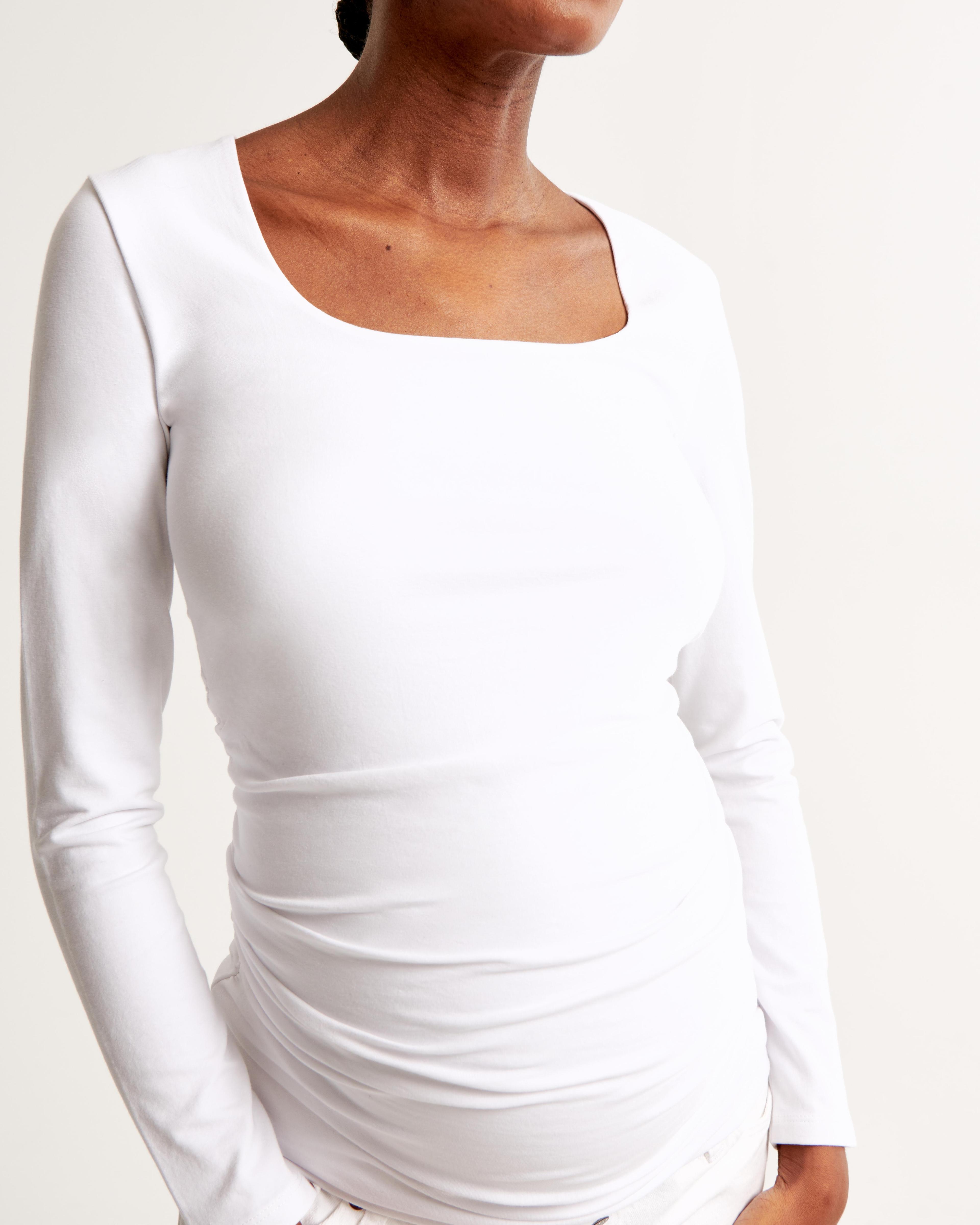 Maternity Long-Sleeve Cotton-Blend Seamless Fabric Top Product Image