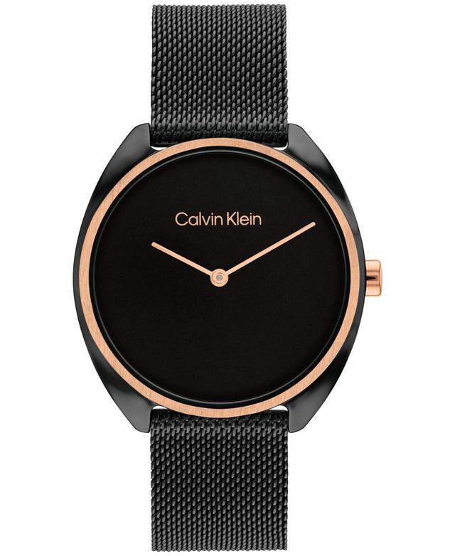 Calvin Klein Womens Quartz Black Stainless Steel Mesh Bracelet Watch 34mm Product Image