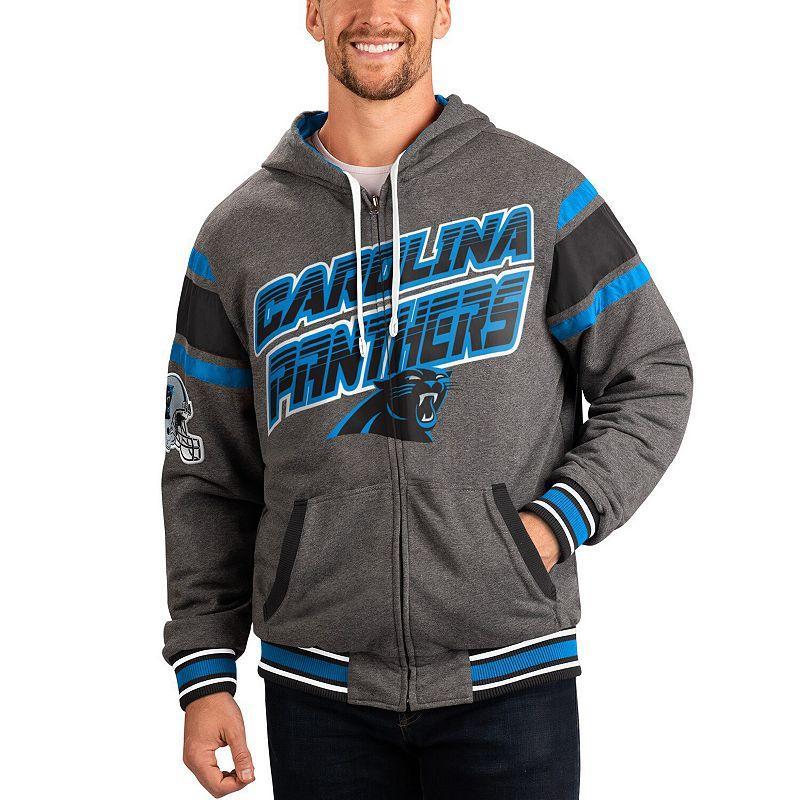 Mens G-III Sports by Carl Banks /Gray Carolina Panthers Extreme Full Back Reversible Hoodie Full-Zip Jacket Product Image