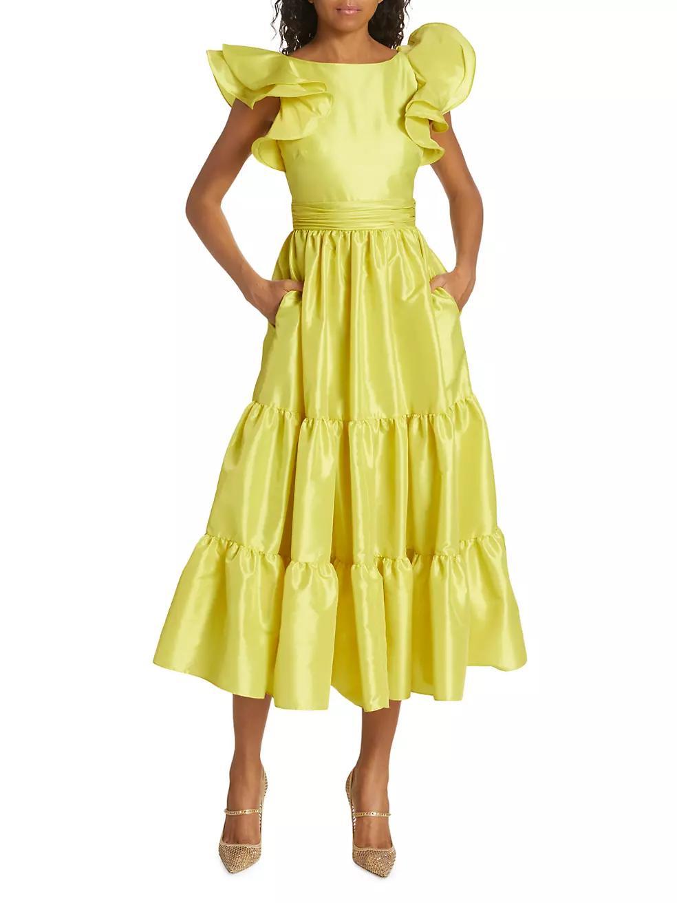 Tiered Mikado Midi-Dress Product Image