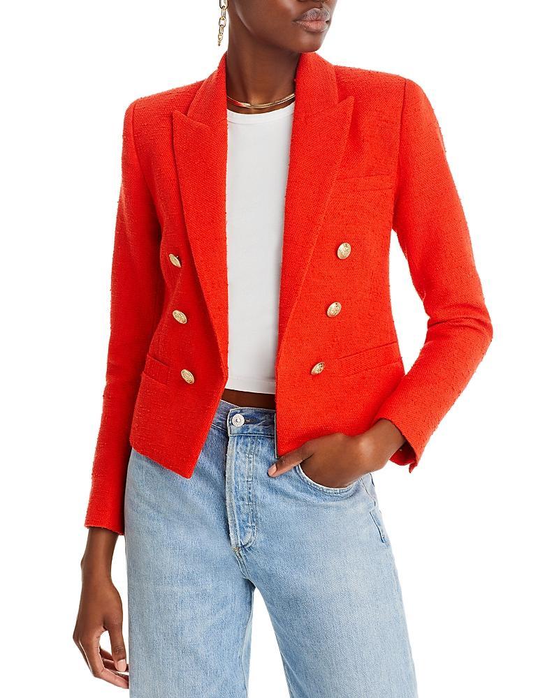 L'AGENCE Brooke Double Breasted Crop Blazer Red. (also in ). Product Image