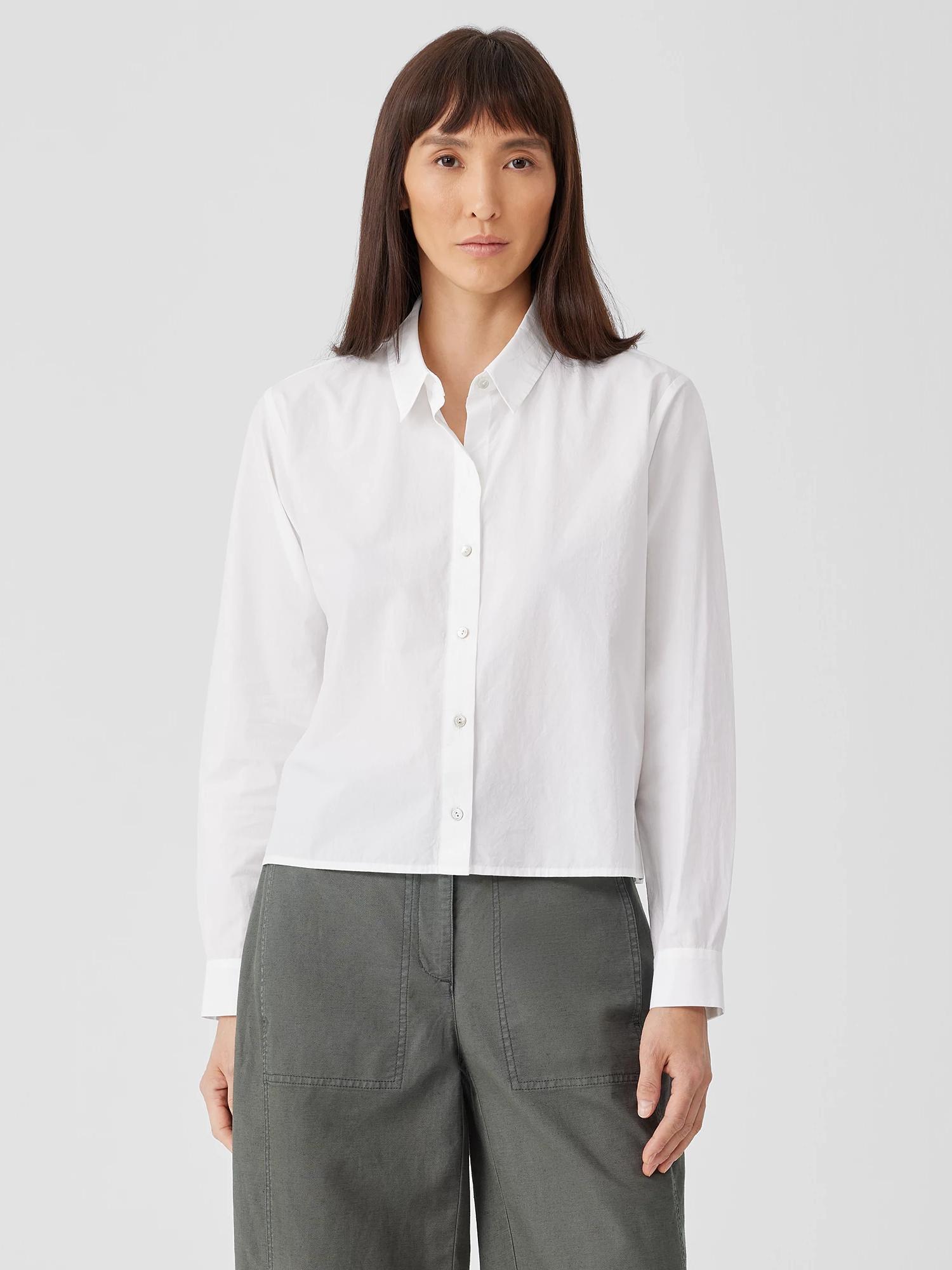 EILEEN FISHER Washed Organic Cotton Poplin Classic Collar Shirtfemale Product Image