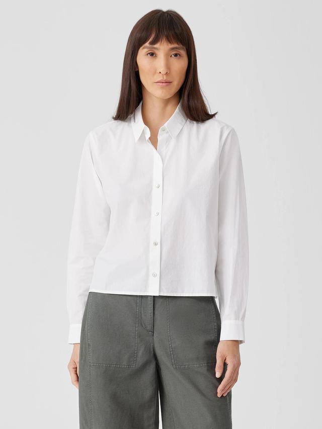 EILEEN FISHER Washed Organic Cotton Poplin Classic Collar Short Shirtfemale Product Image