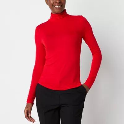 Worthington Womens Long Sleeve Mock Neck Top Product Image