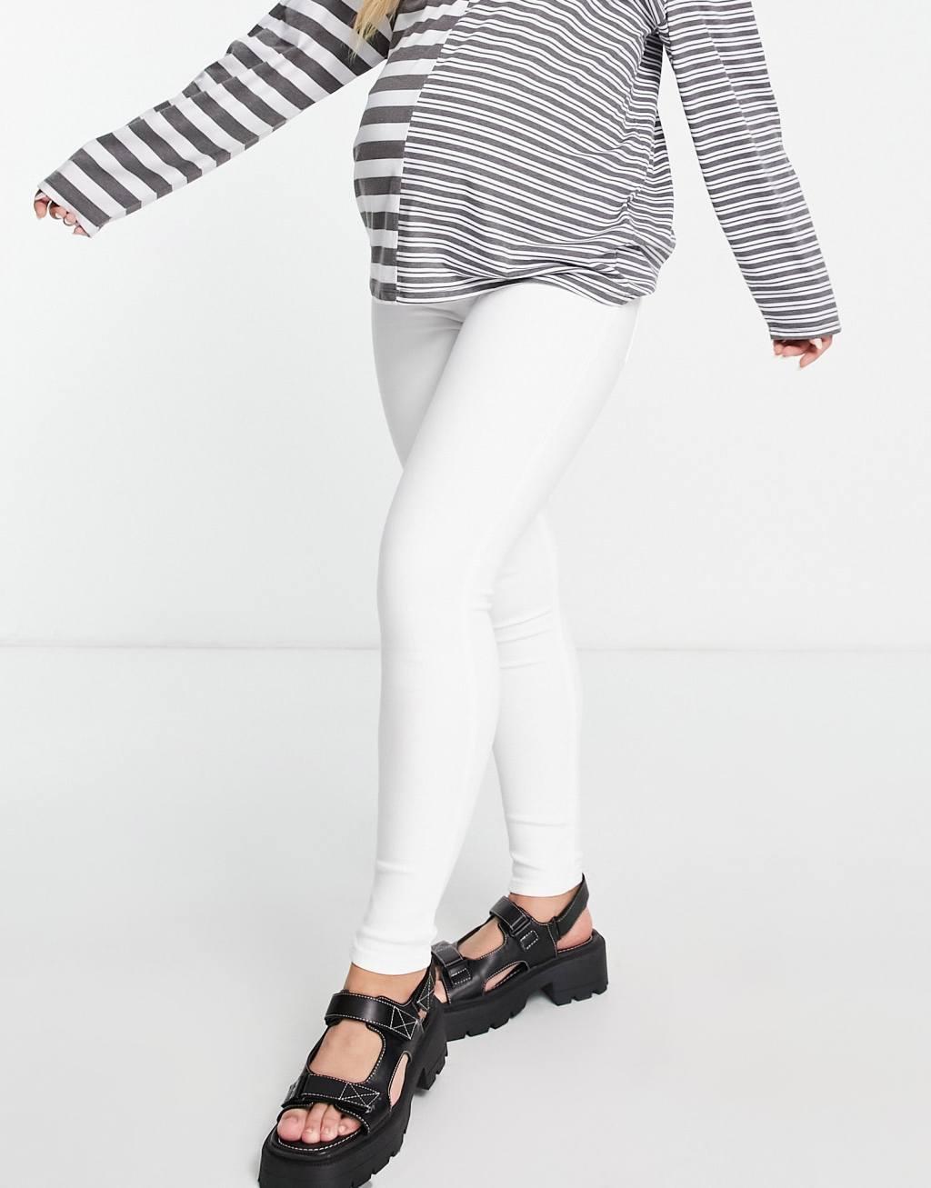 Topshop Maternity over bump Joni jeans in white Product Image