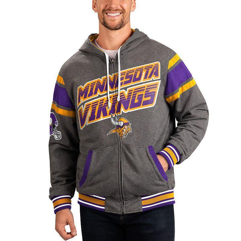 Mens G-III Sports by Carl Banks /Gray Minnesota Vikings Extreme Full Back Reversible Hoodie Full-Zip Jacket Product Image