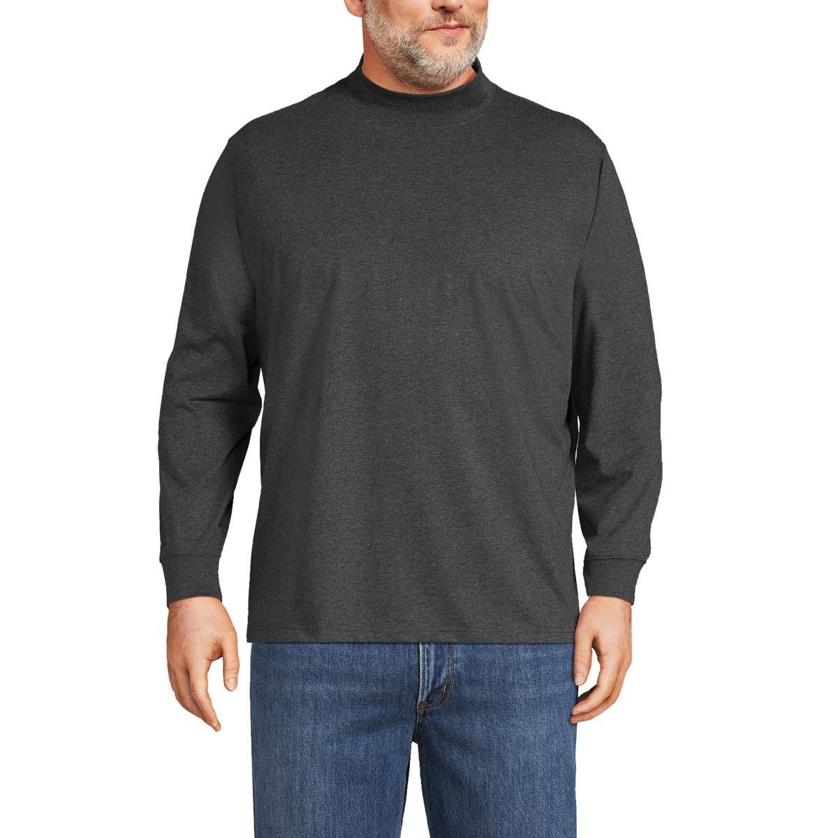 Big & Tall Lands End Super-T Classic-Fit Mock Turtleneck, Mens Gray Grey Product Image