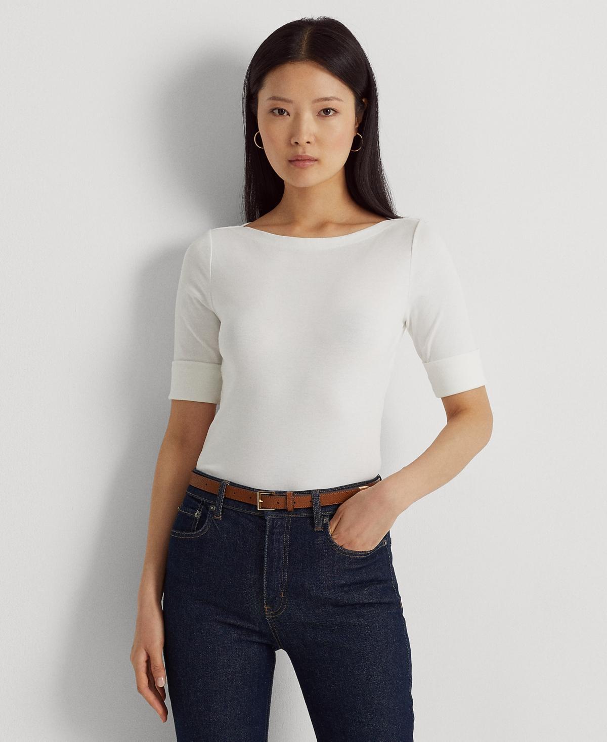 Lauren Ralph Lauren Stretch Boatneck Top, Regular & Petite Product Image