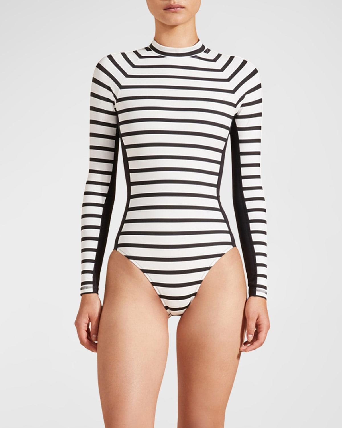 Womens Striped Long-Sleeve Rashguard Product Image