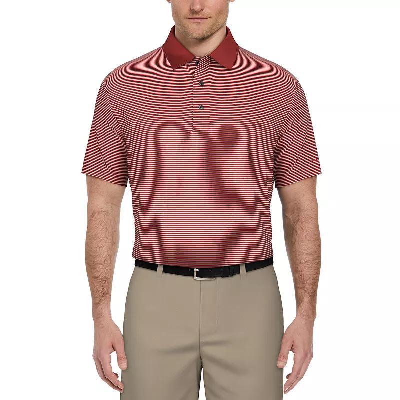 Mens Grand Slam Off Course Championship Striped Golf Polo Red Pepper Product Image