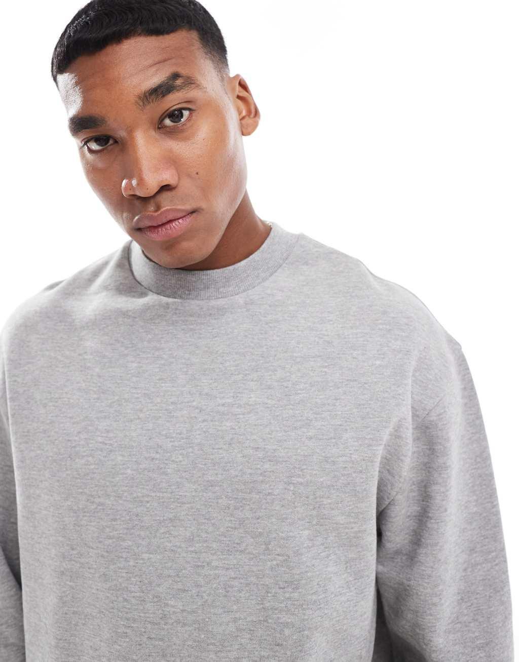 ASOS DESIGN essential boxy oversized sweatshirt in heather gray Product Image