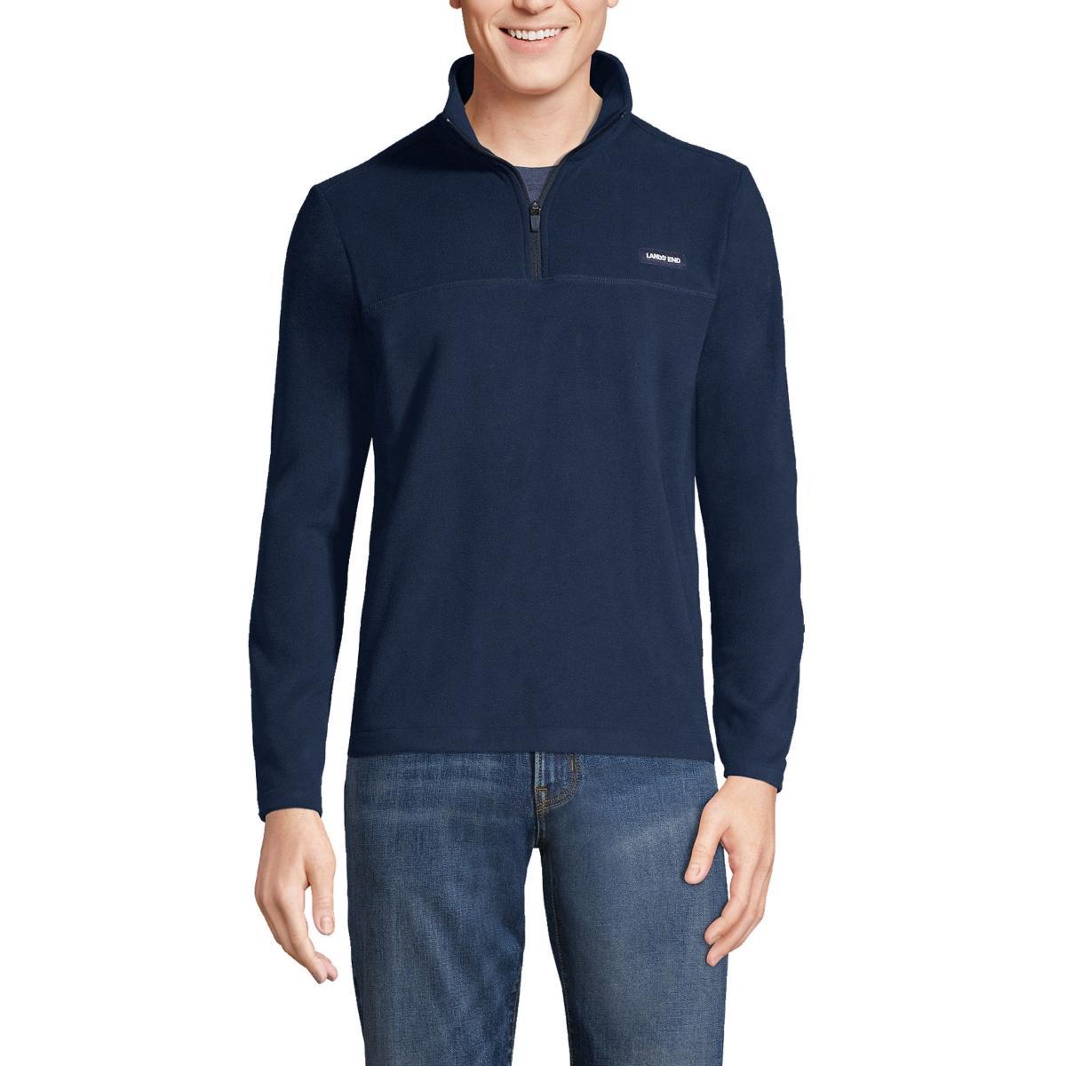 Mens Lands End Fleece Quarter-Zip Pullover Oxford Product Image