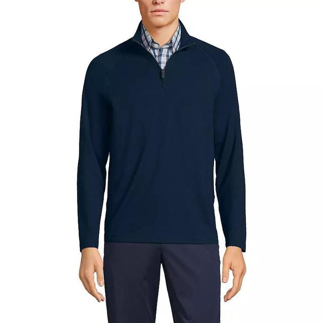 Big & Tall Lands End Long Sleeve Hybrid Textured Quarter Zip Pullover, Mens Product Image