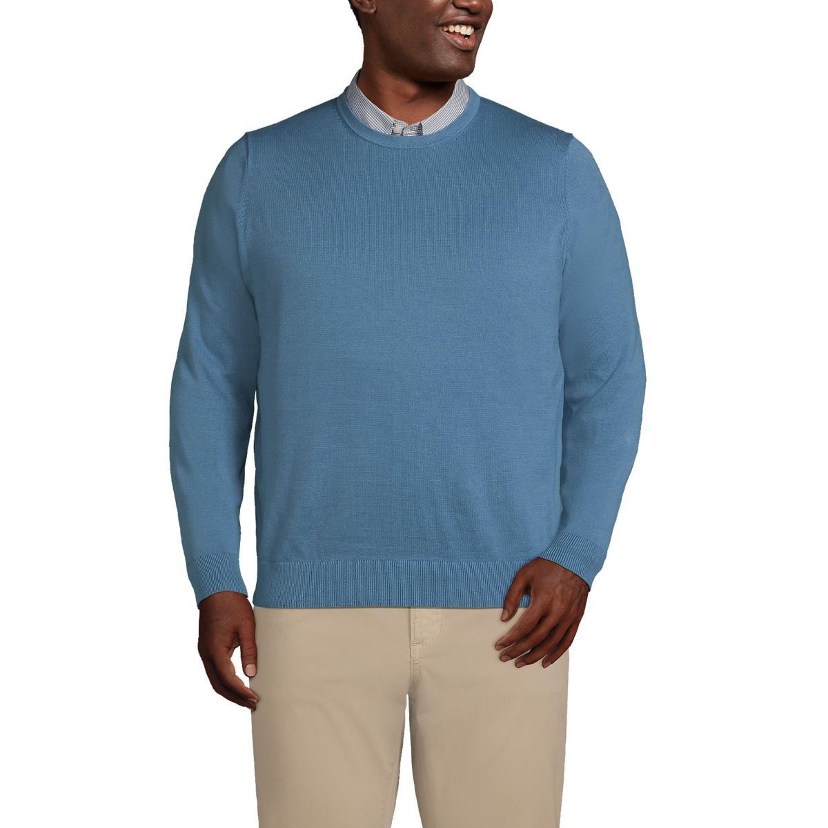 Lands End Big & Tall Fine Gauge Supima Cotton Crewneck Sweater Product Image