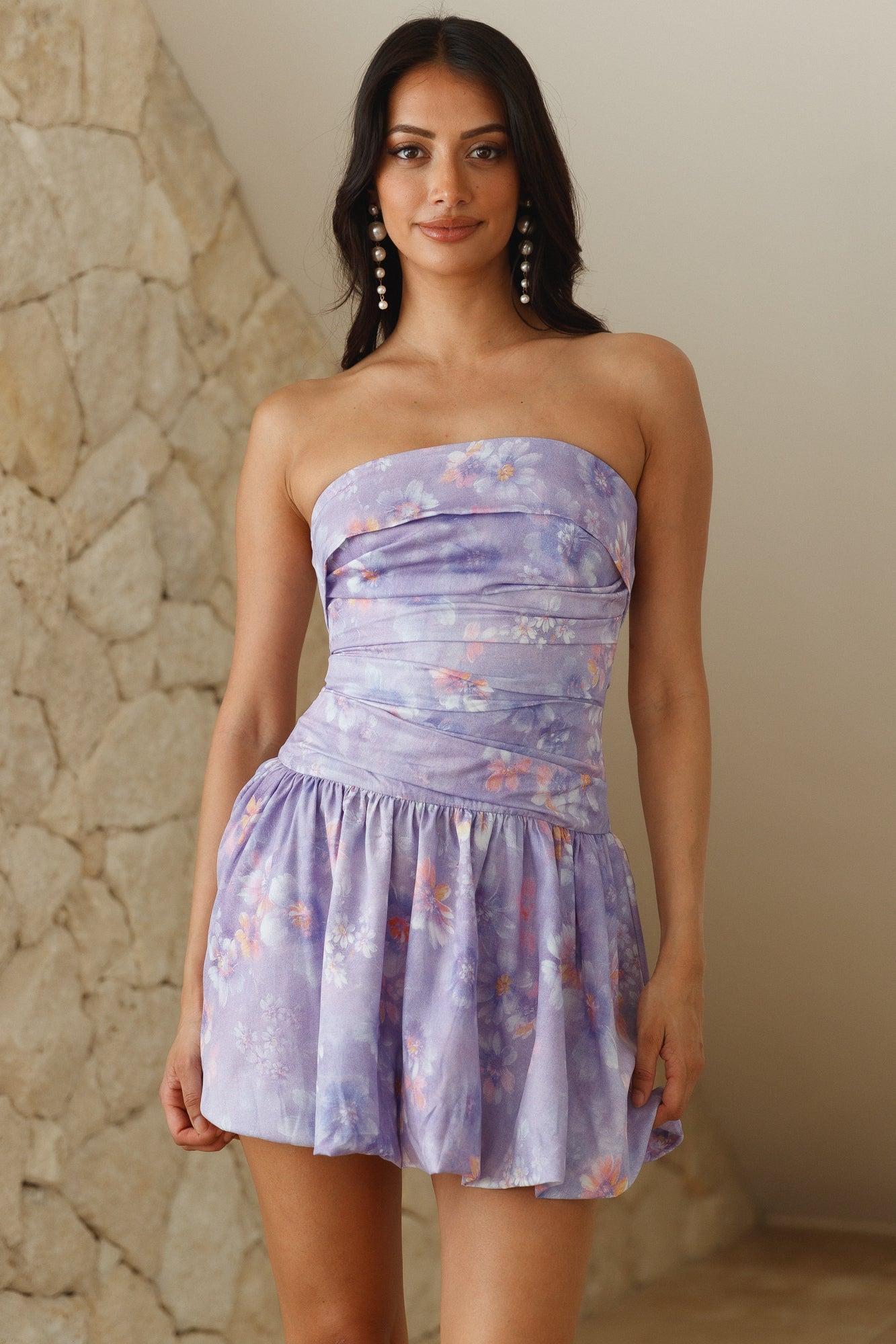 Cloud Of Dreams Strapless Mini Dress Purple Product Image