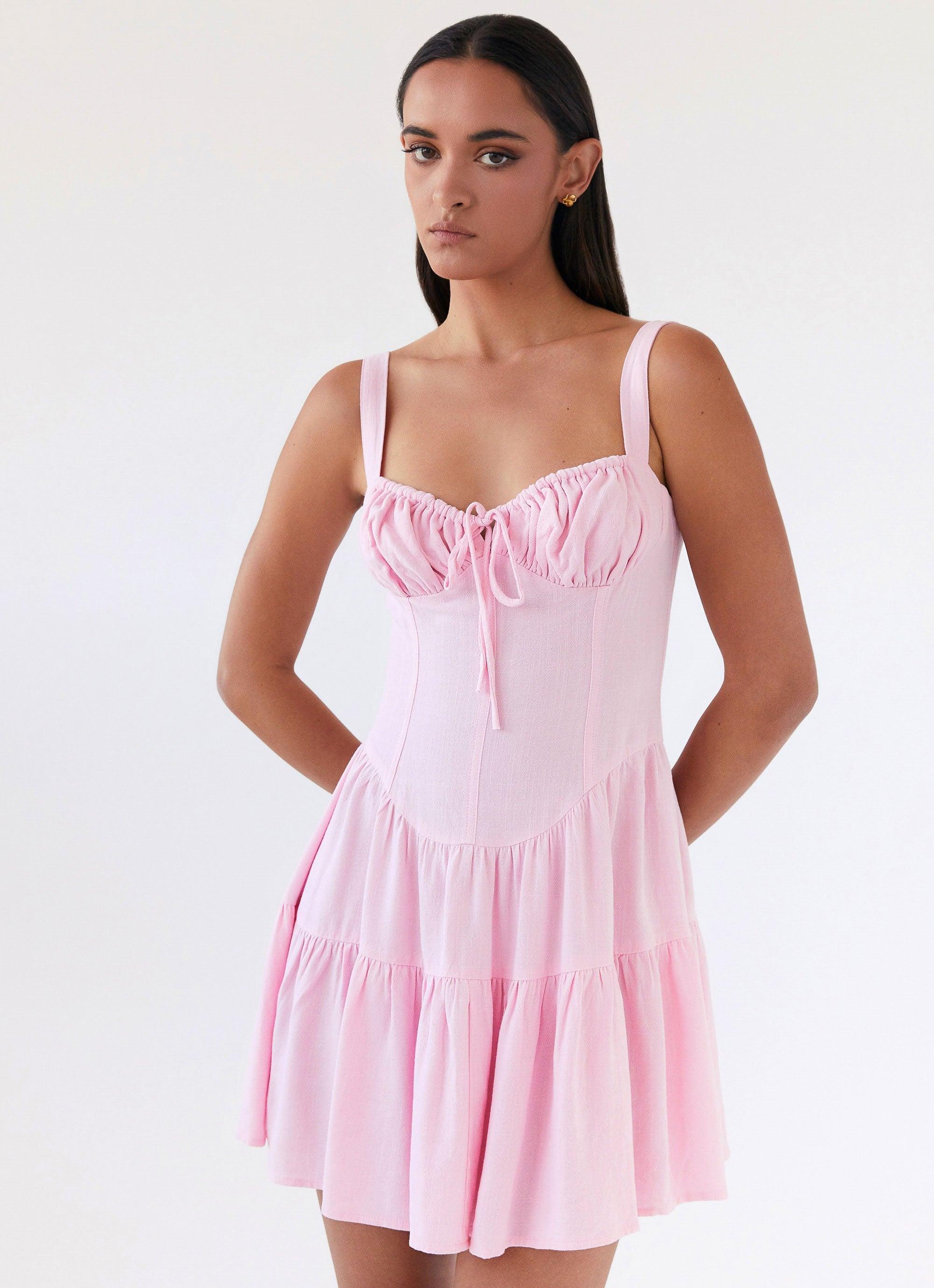 Lucie Linen Mini Dress - Pink Product Image