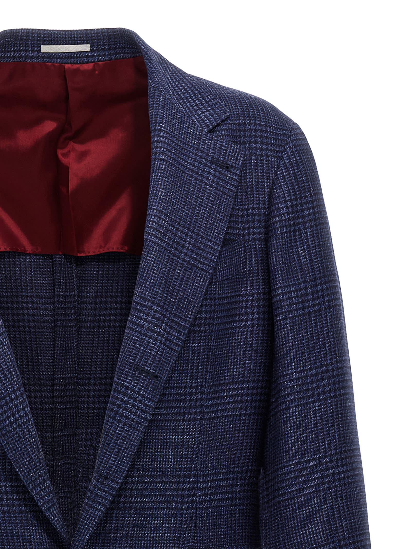 Check Single-breasted Blazer In Blue Product Image