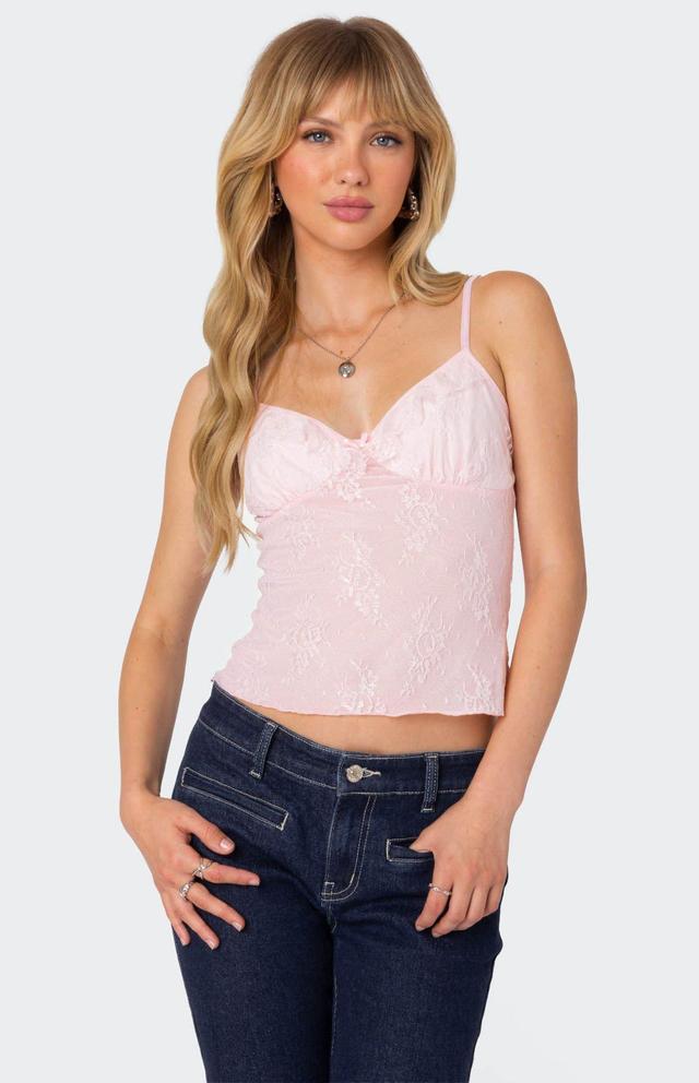 Edikted Women's Angelina Sheer Lace Tank Top Product Image