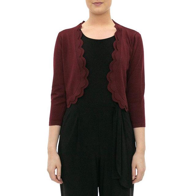 Womens Nina Leonard Scallop Trim Bolero Deep Red Product Image