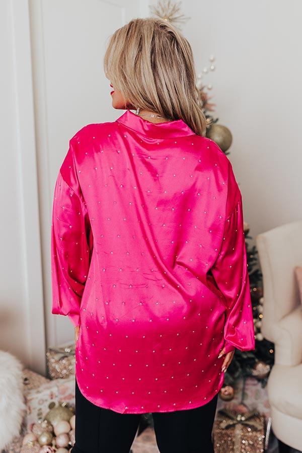 Milan Muse Rhinestone Satin Top In Hot Pink Curves Product Image