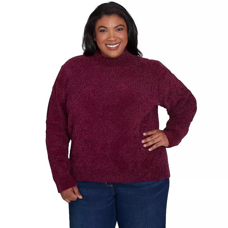 Plus Size Alfred Dunner Chenille Diamond Turtleneck Sweater, Womens product image