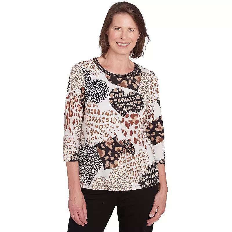 Womens Alfred Dunner Animal Print Hearts Top Product Image