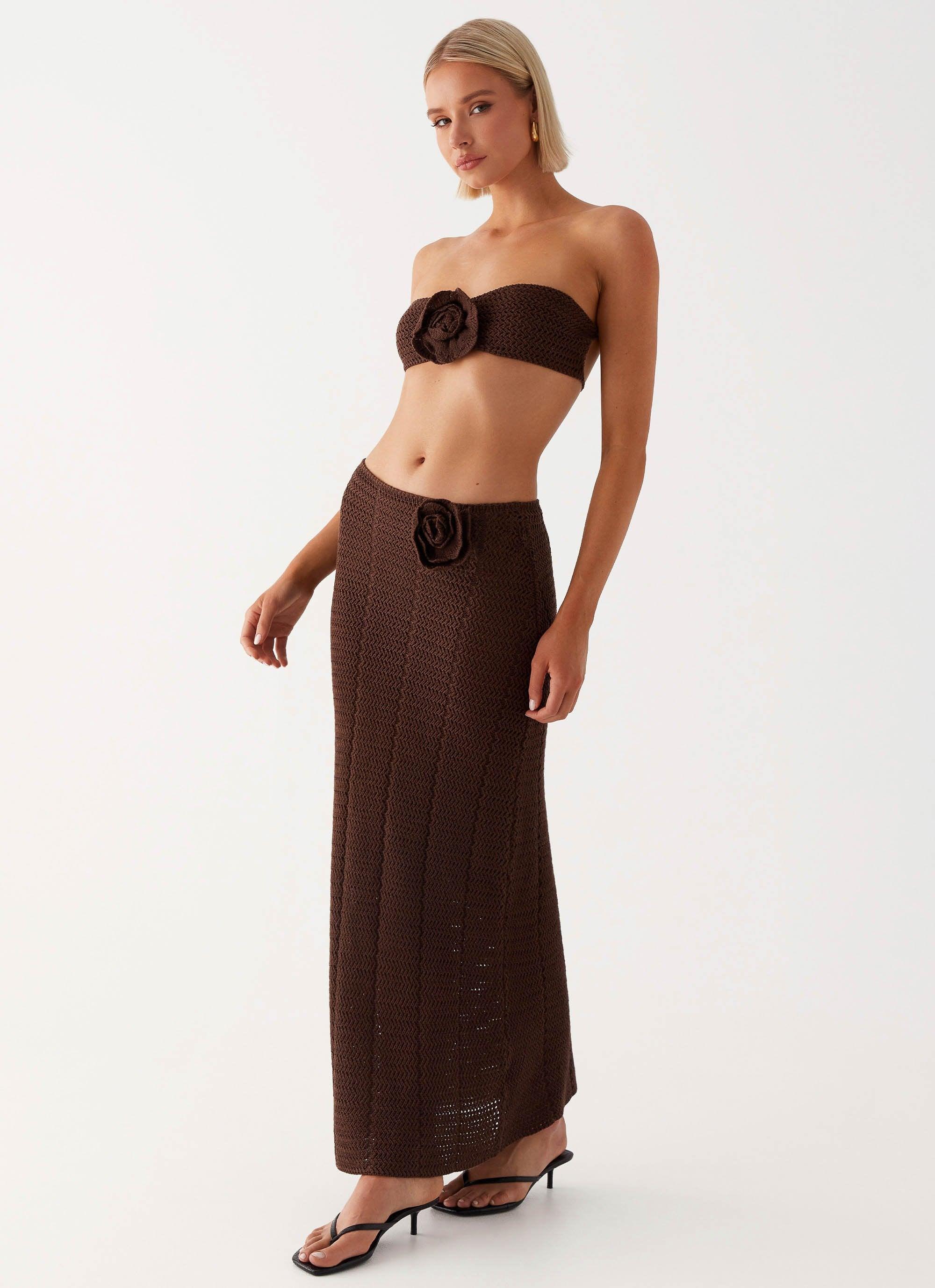 Kelcie Rose Crochet Bandeau Top - Chocolate Product Image