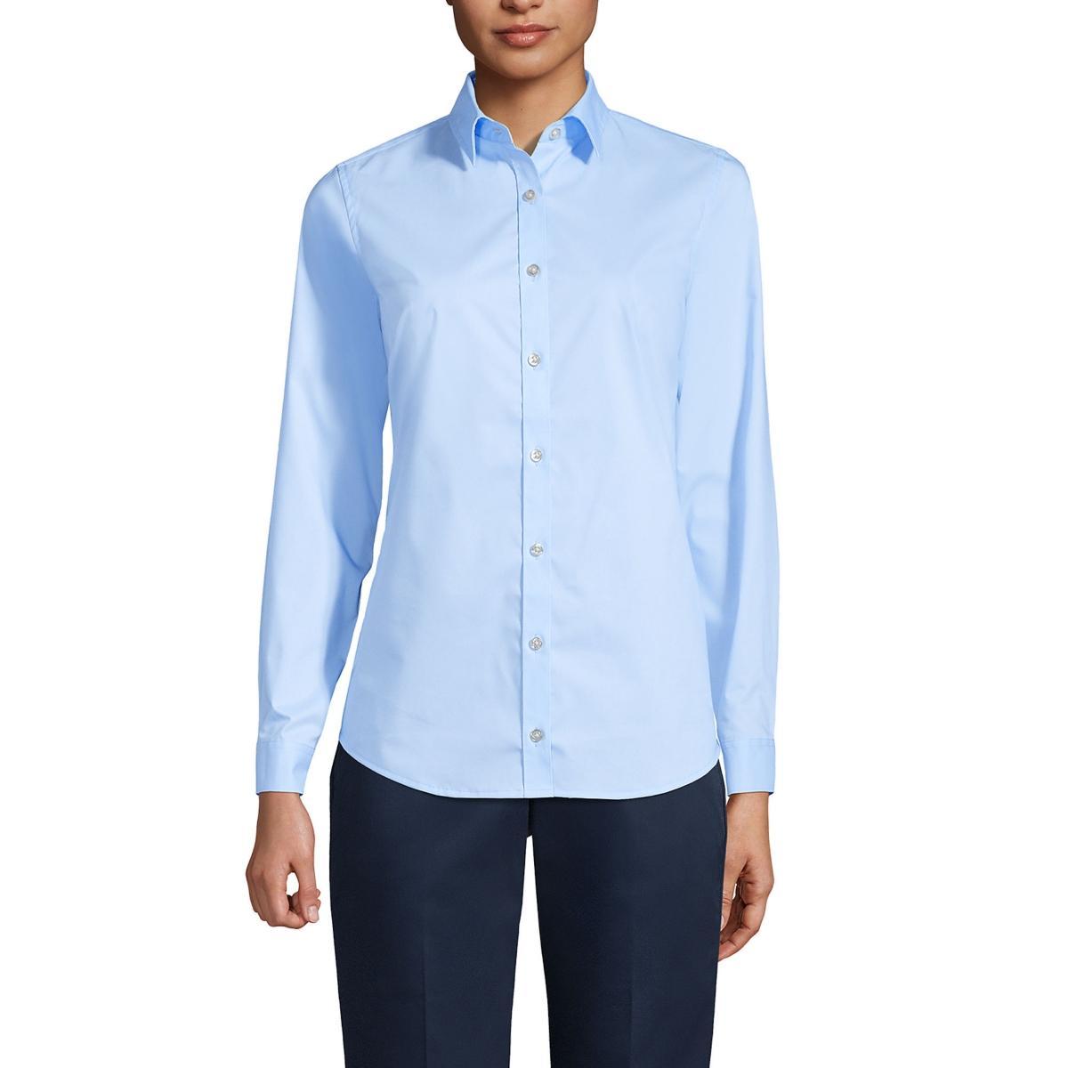 Lands End Womens School Uniform No Gape Long Sleeve Stretch Shirt Product Image