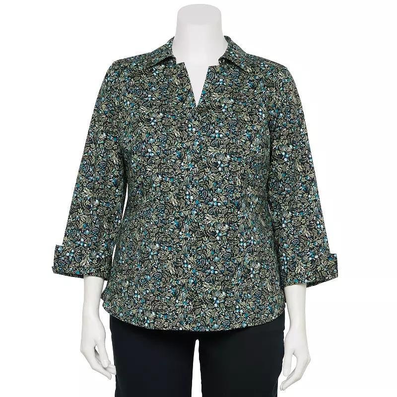 Plus Size Croft & Barrow Tailored Button Front Shirt, Womens Product Image