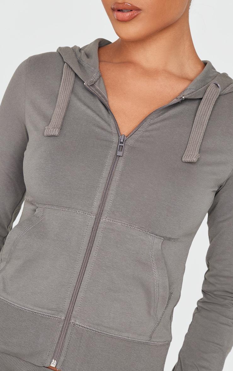 Charcoal Zip Up Fitted Track Top Product Image