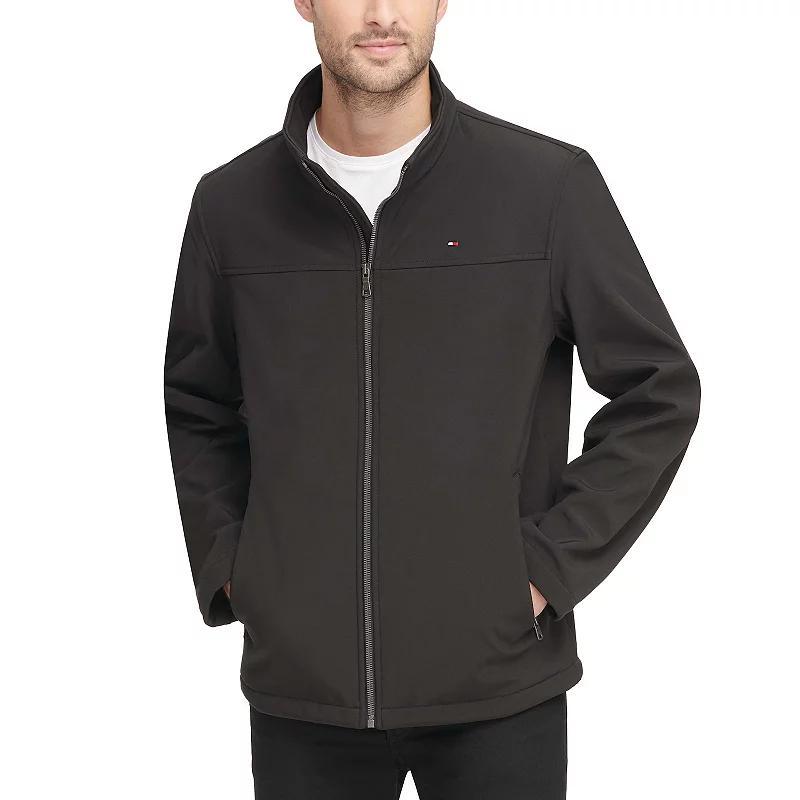 Big & Tall Tommy Hilfiger Stand Collar Softshell Jacket, Mens Black Product Image