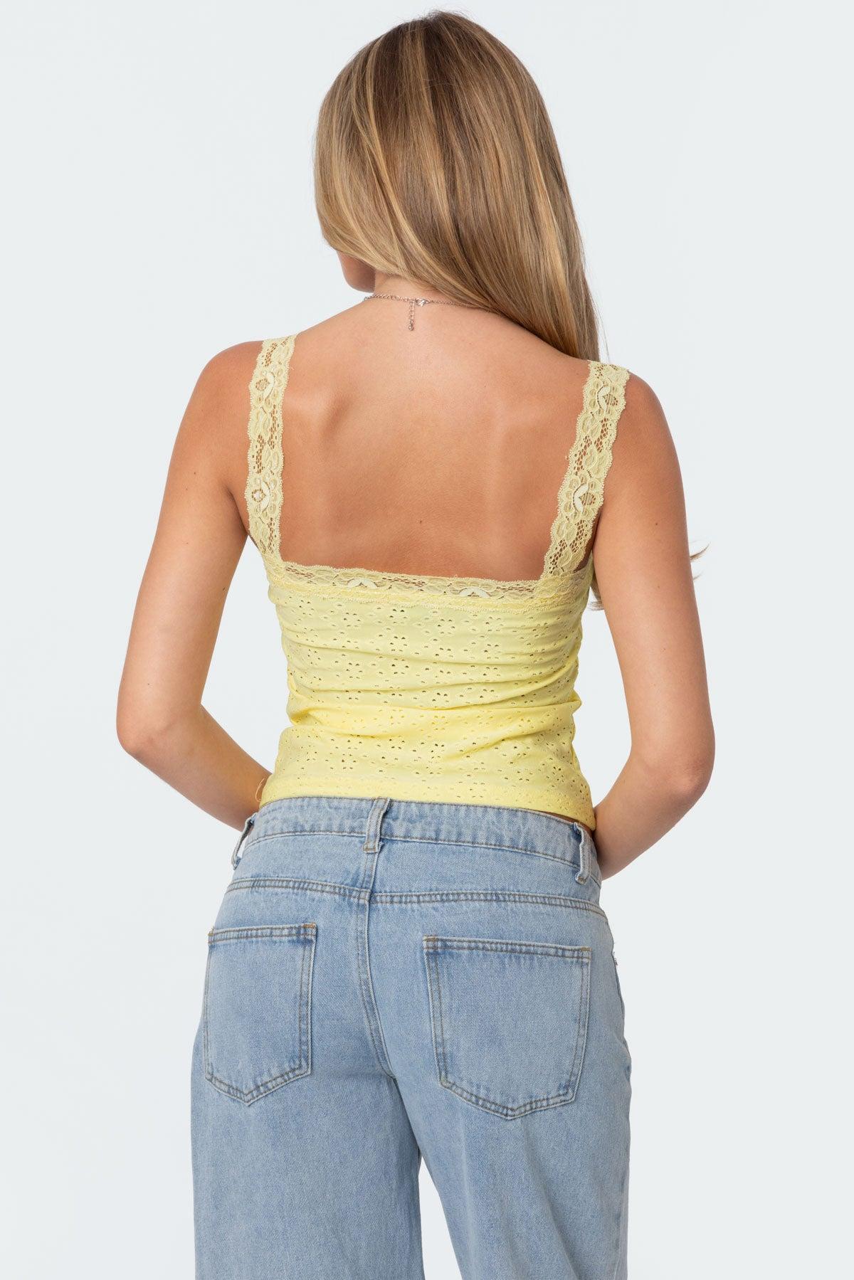 Virginia Lace Trim Eyelet Tank Top Product Image