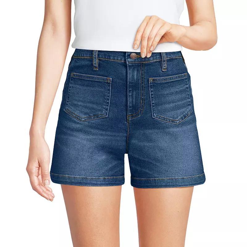 Womens Lands End Recover High Rise 5-in. Inseam Jean Shorts Mellow Blue Product Image