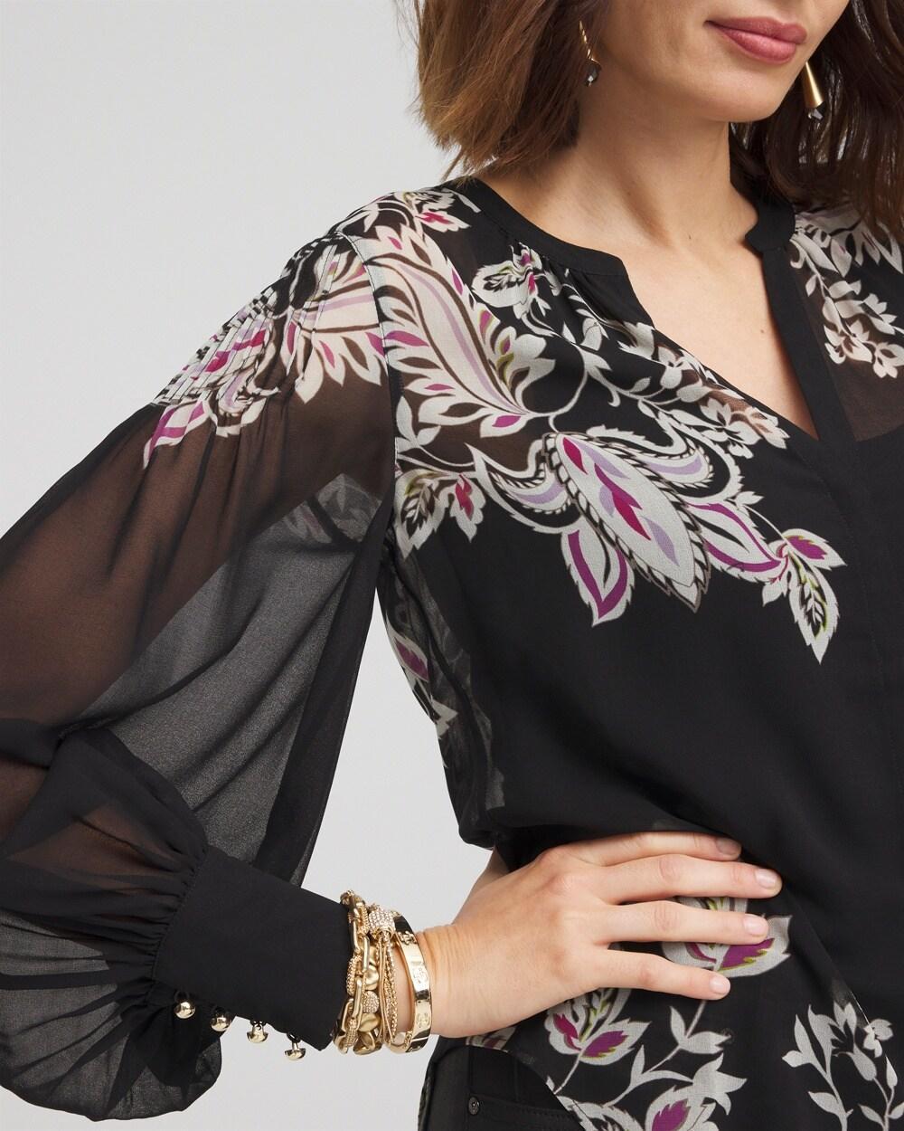 Floral Pintuck Sleeve Blouse Product Image