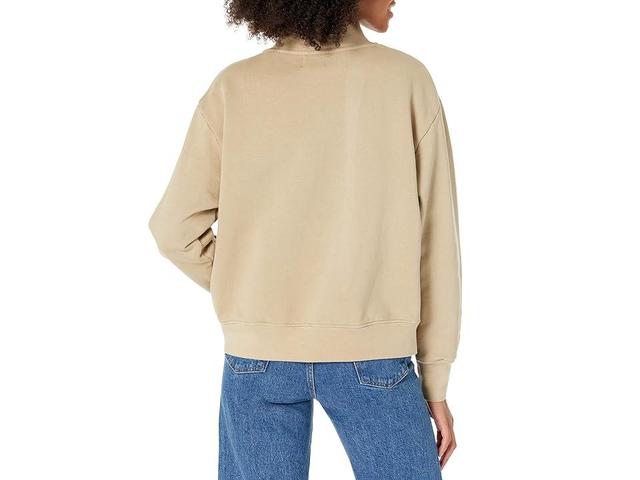 SUNDRY Button Neck Sweatshirt (Clay) Women's Clothing Product Image