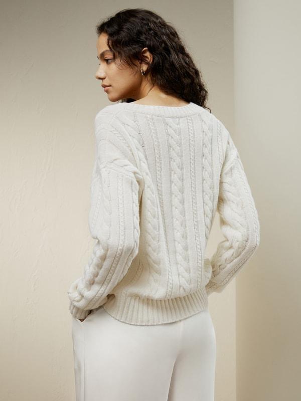 Cable-Knit Wool-Cashmere Blend Sweater Product Image