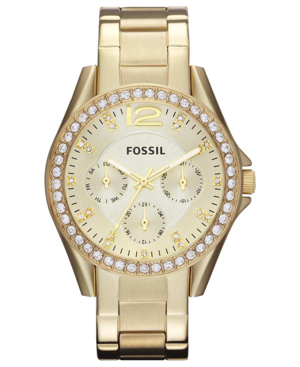 Fossil Riley Round Crystal Bezel Bracelet Watch, 38mm in Silver at Nordstrom Product Image