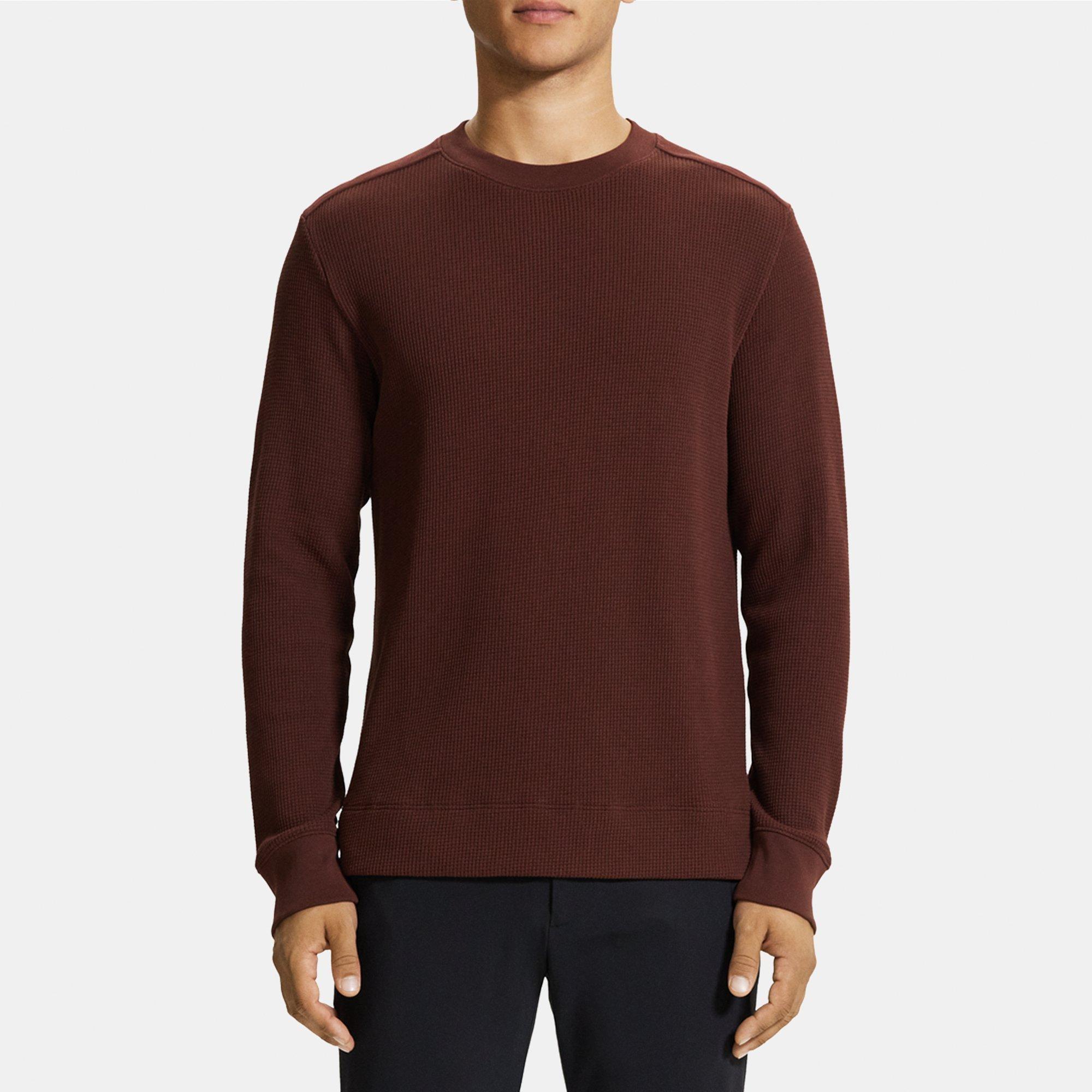 Cotton Waffle Knit Crewneck Sweatshirt | Theory Outlet Product Image