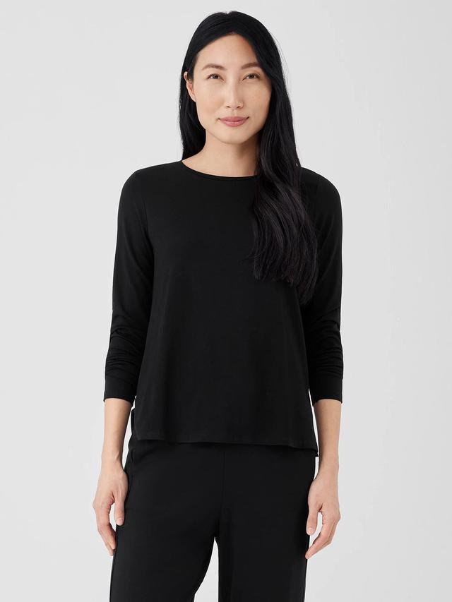 EILEEN FISHER Stretch Jersey Knit Crew Neck Topfemale Product Image