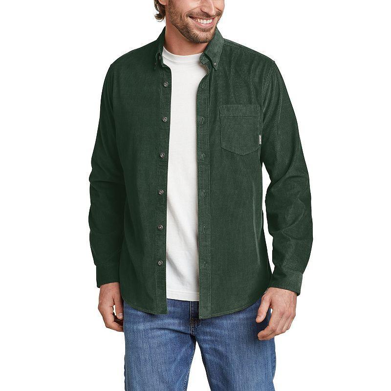 Mens Eddie Bauer Long-Sleeve Corduroy Shirt Dark Green Product Image