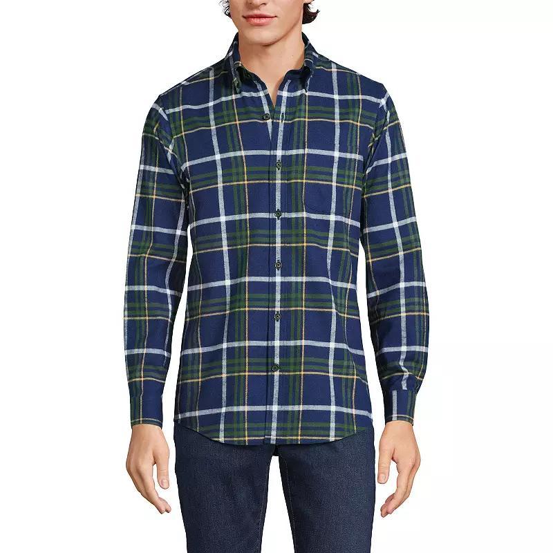 Big & Tall Lands End Tailored-Fit Flagship Flannel Shirt, Mens Balsam Green Plaid Product Image