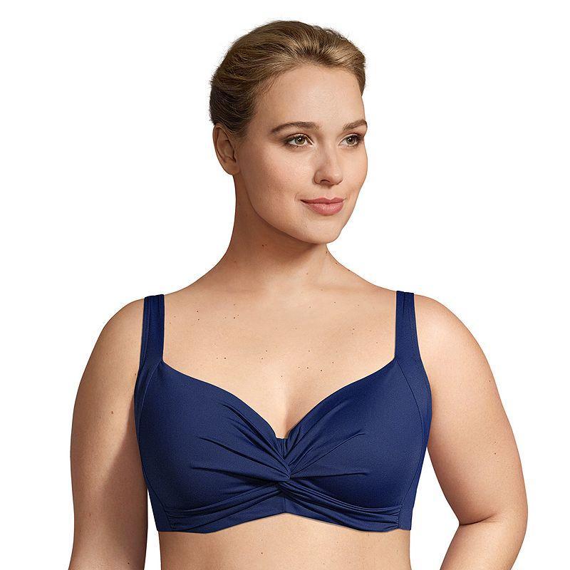 Plus Size Lands End Twist Front Underwire G-Cup Bikini Top, Womens Product Image