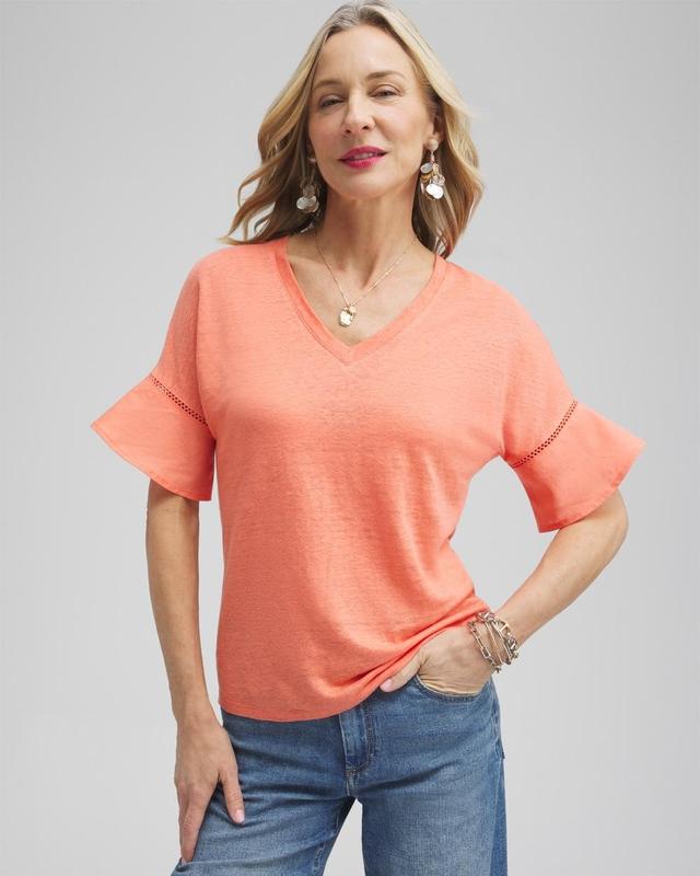 Women's Linen Blend Flutter Sleeve Top Product Image