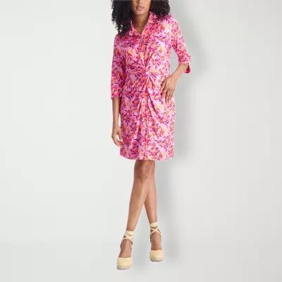 Stella Parker Womens 3/4 Sleeve Floral Sheath Dress Product Image