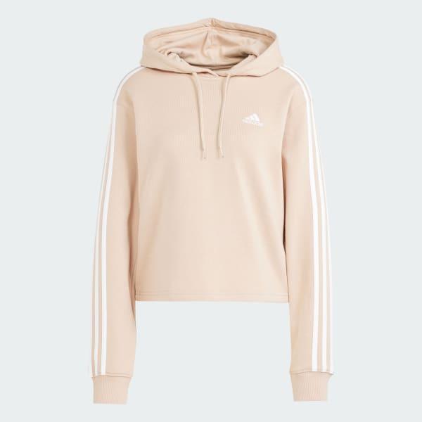 Essentials 3-Stripes French Terry Crop Hoodie Product Image