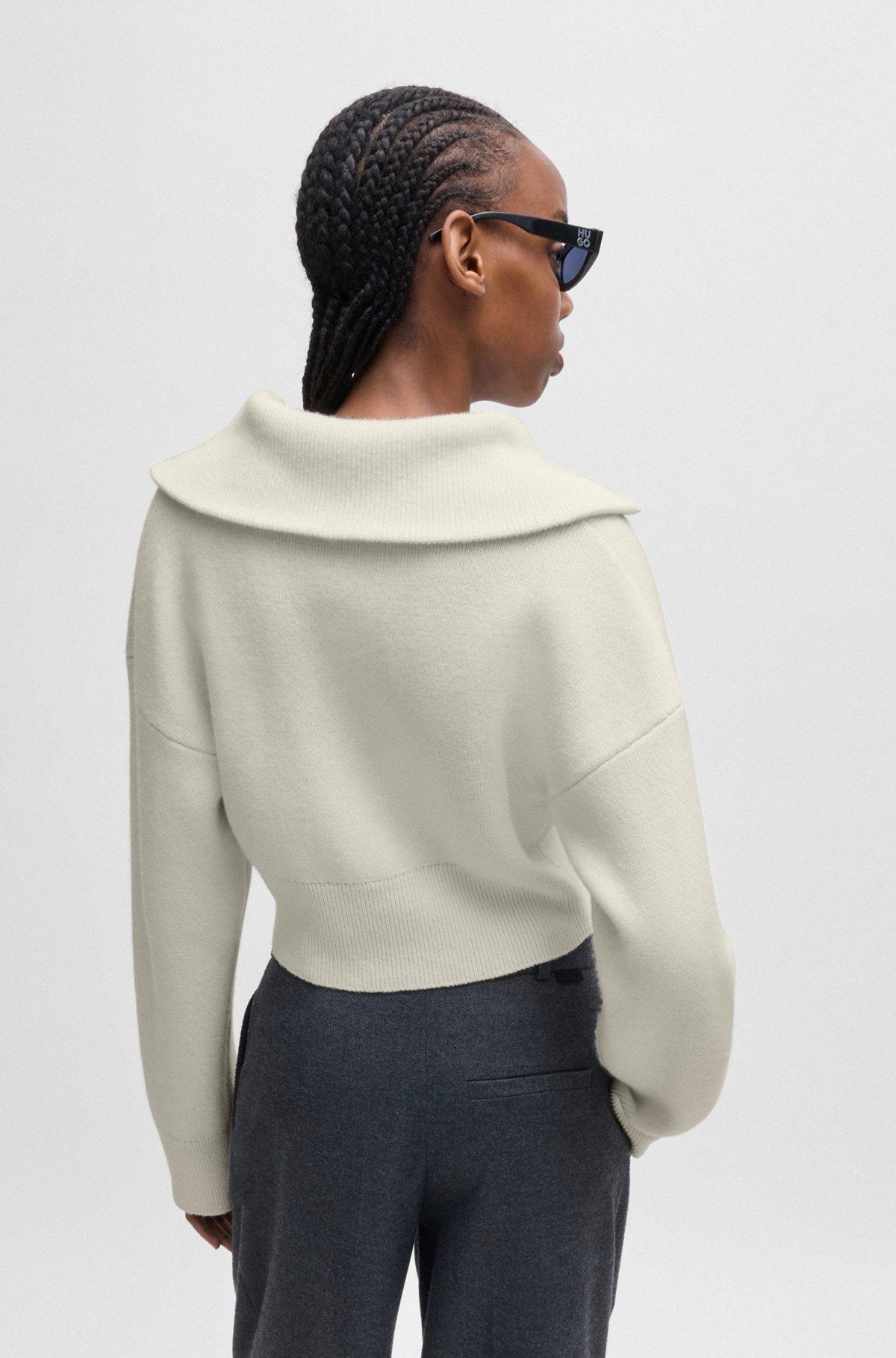 Cropped sweater with stacked-logo zip puller Product Image