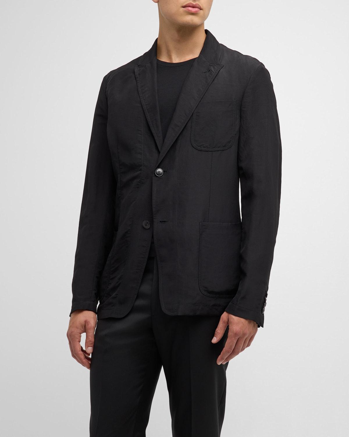 Mens Viscose and Linen Two-Button Blazer Product Image