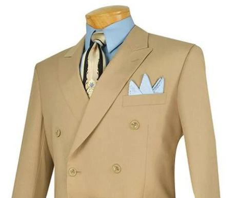 Ramses Collection - Double Breasted Suit 2 Piece Regular Fit in Beige Product Image